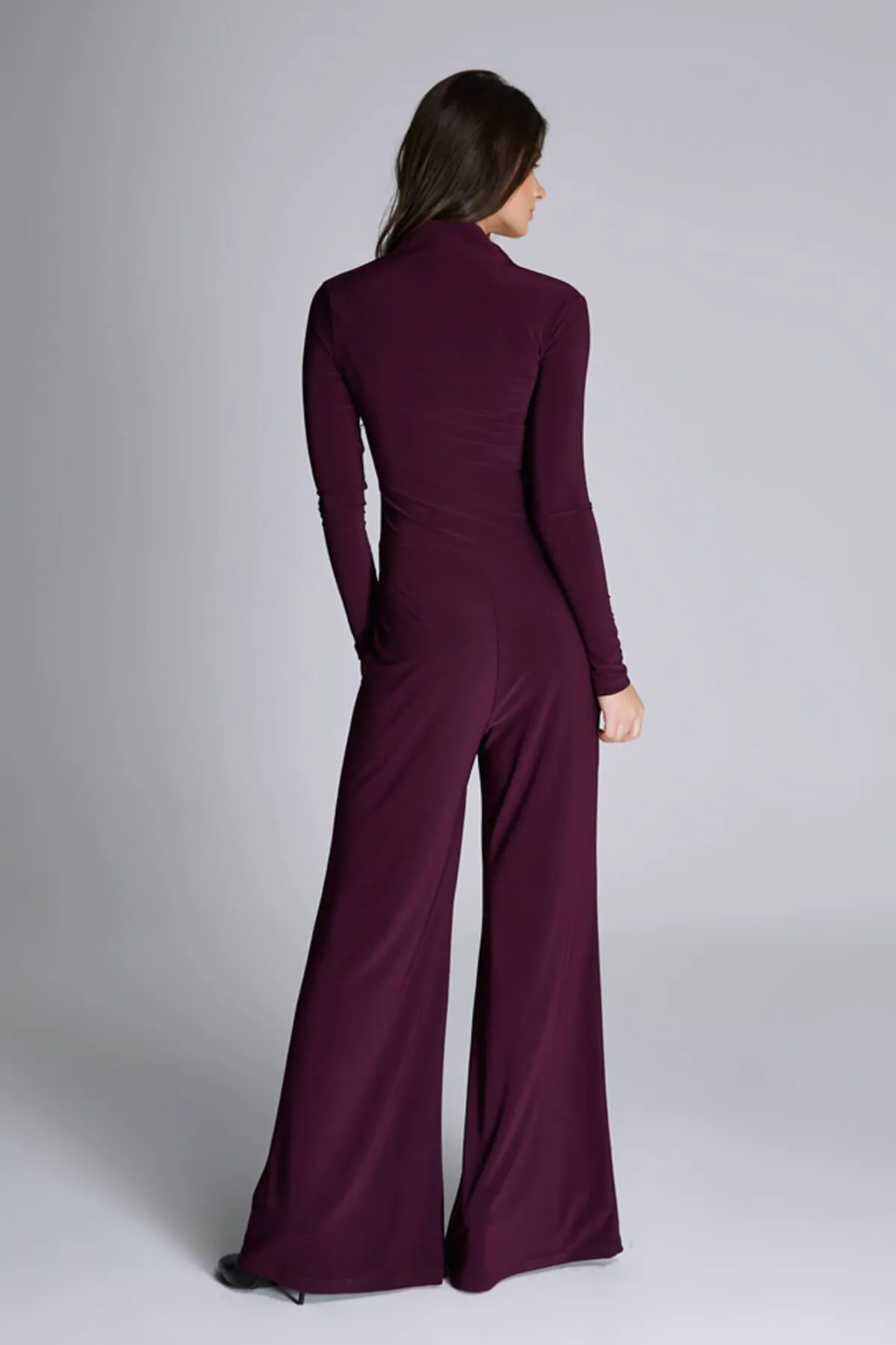 16220 Purple Faux Leather Corset Detail Jumpsuit