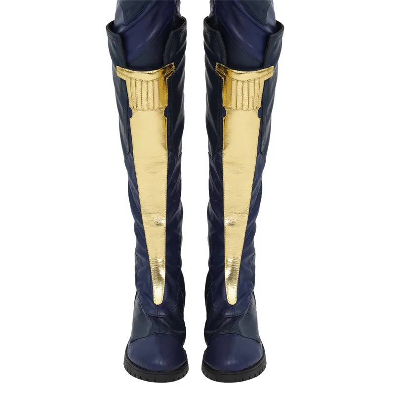 2022 Captain Marvel Carol Danvers Cosplay Costume Superhero Supergirl Battle Suit Blue Bodysuit