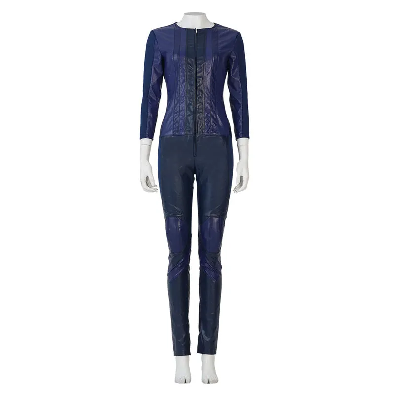 2022 Captain Marvel Carol Danvers Cosplay Costume Superhero Supergirl Battle Suit Blue Bodysuit