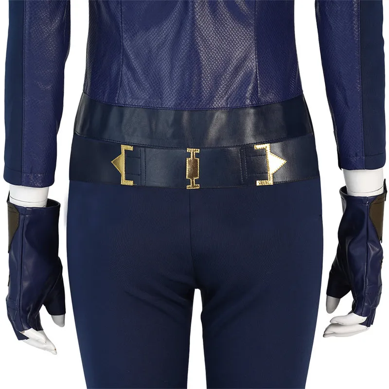 2022 Captain Marvel Carol Danvers Cosplay Costume Superhero Supergirl Battle Suit Blue Bodysuit