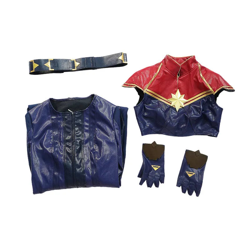 2022 Captain Marvel Carol Danvers Cosplay Costume Superhero Supergirl Battle Suit Blue Bodysuit