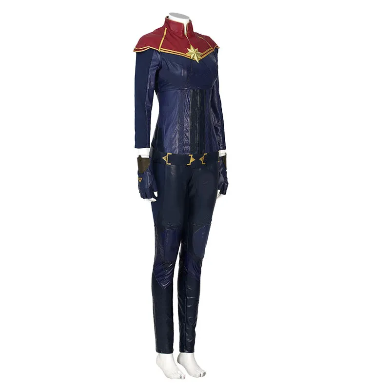 2022 Captain Marvel Carol Danvers Cosplay Costume Superhero Supergirl Battle Suit Blue Bodysuit