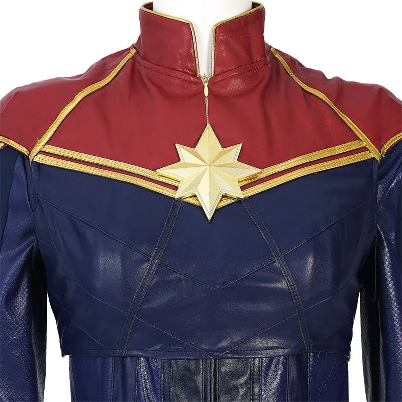 2022 Captain Marvel Carol Danvers Cosplay Costume Superhero Supergirl Battle Suit Blue Bodysuit
