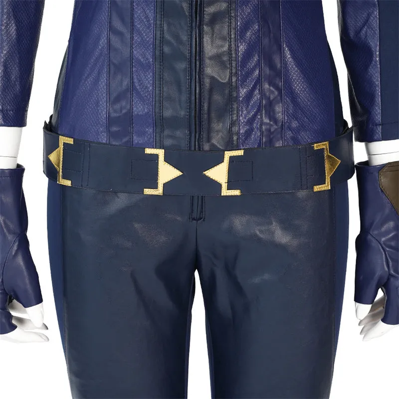 2022 Captain Marvel Carol Danvers Cosplay Costume Superhero Supergirl Battle Suit Blue Bodysuit