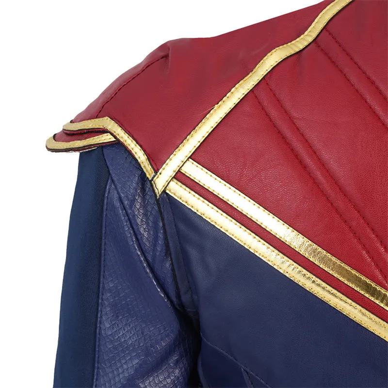 2022 Captain Marvel Carol Danvers Cosplay Costume Superhero Supergirl Battle Suit Blue Bodysuit