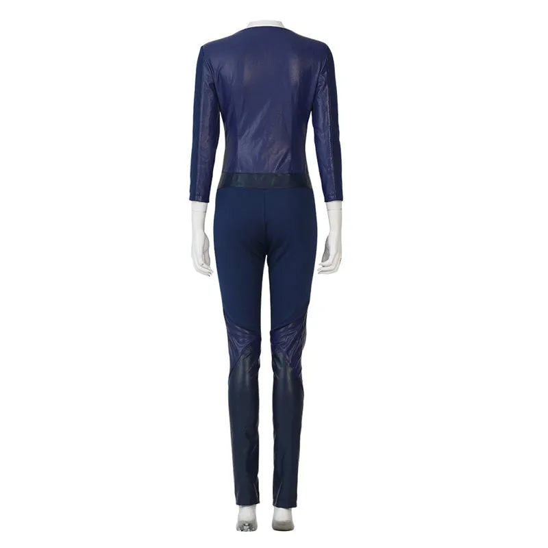 2022 Captain Marvel Carol Danvers Cosplay Costume Superhero Supergirl Battle Suit Blue Bodysuit
