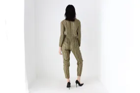 70s Rayon Metallic Lamé STUDIO 54 Plunge Neck Disco Jumpsuit