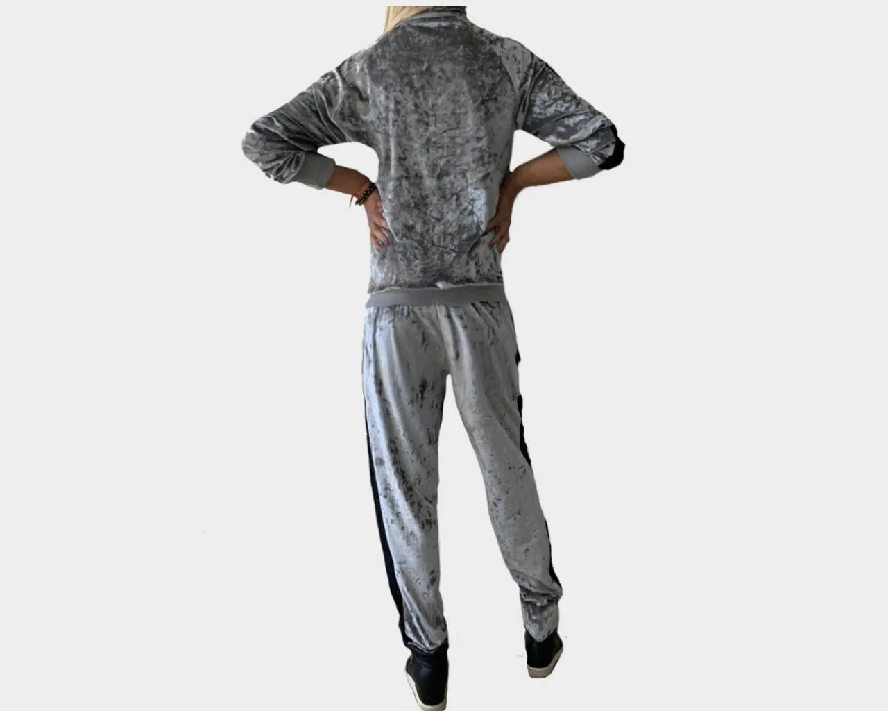 76 Suede Moon Silver Gray and Black Jog Suit - The Roma
