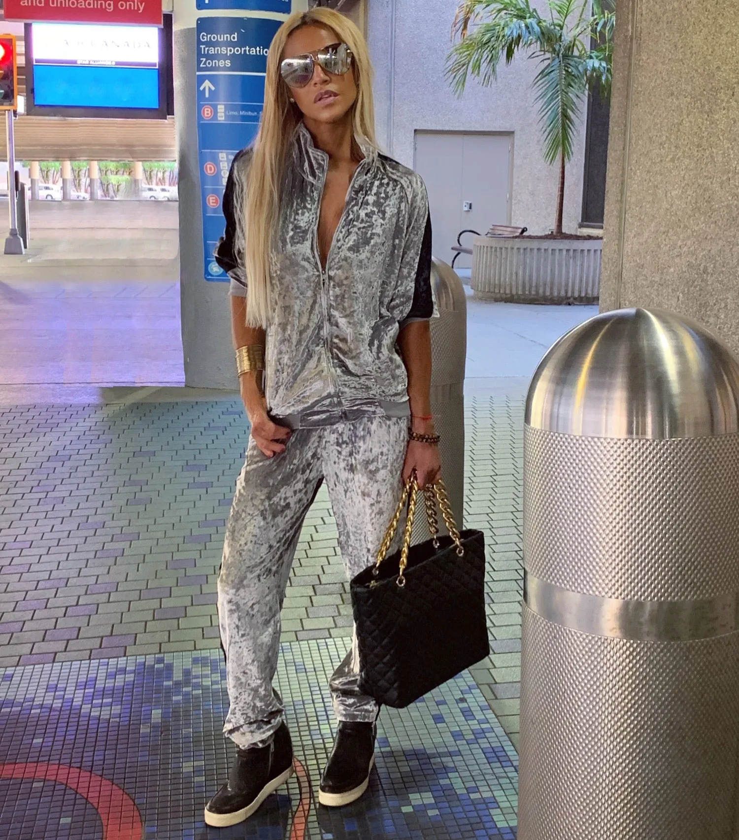 76 Suede Moon Silver Gray and Black Jog Suit - The Roma
