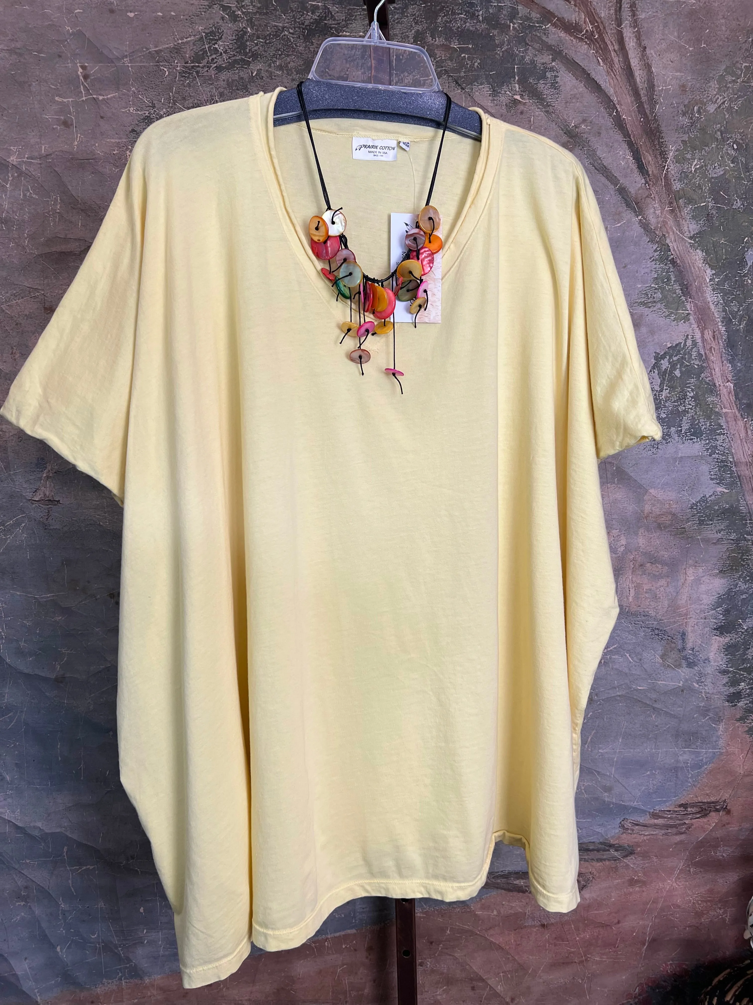 8715 Solid V-Elbow Tunic Tshirt-Marigold