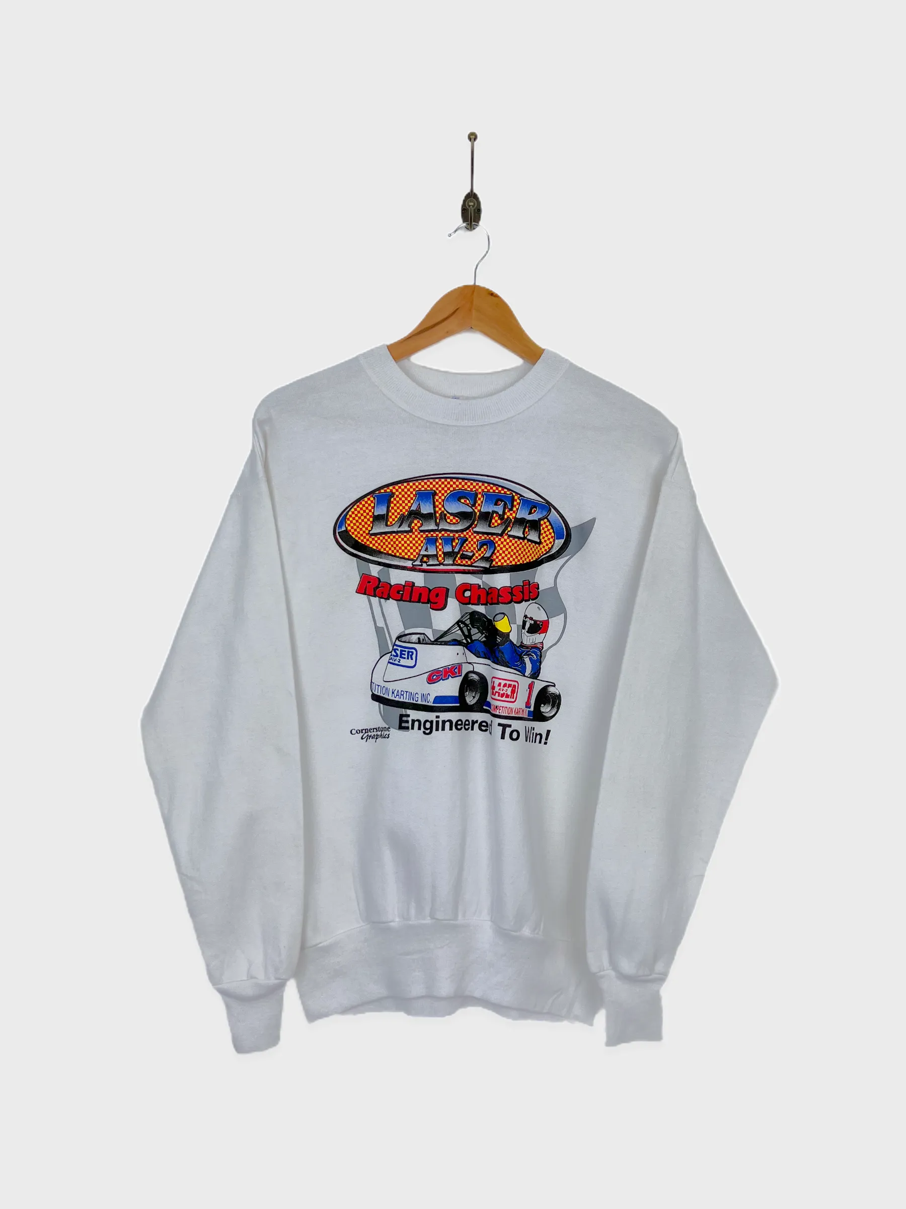90's Laser AV-2 Racing Graphic Vintage Sweatshirt Size 8