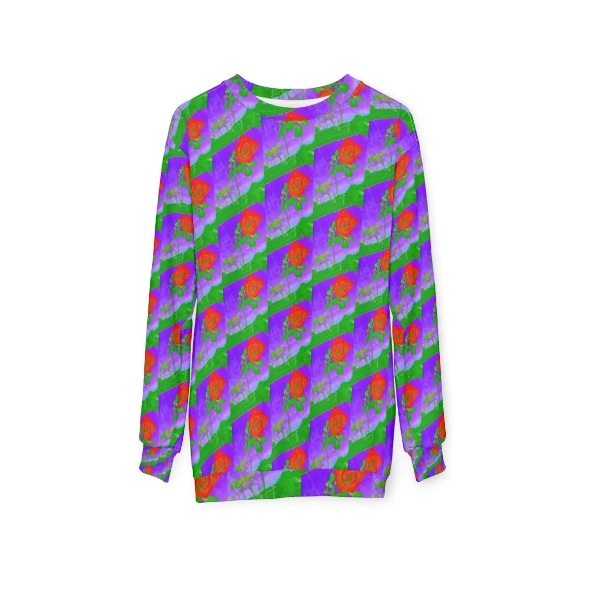 Acid Rose Floral Sweatshirt - Gothic Fashion Streetwear
