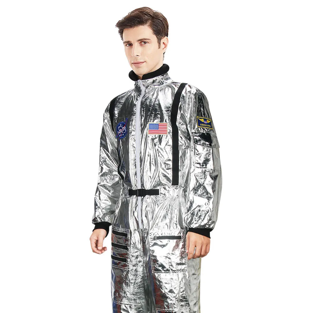 Adults Astronaut Costume NASA Silver Space Suit for Halloween