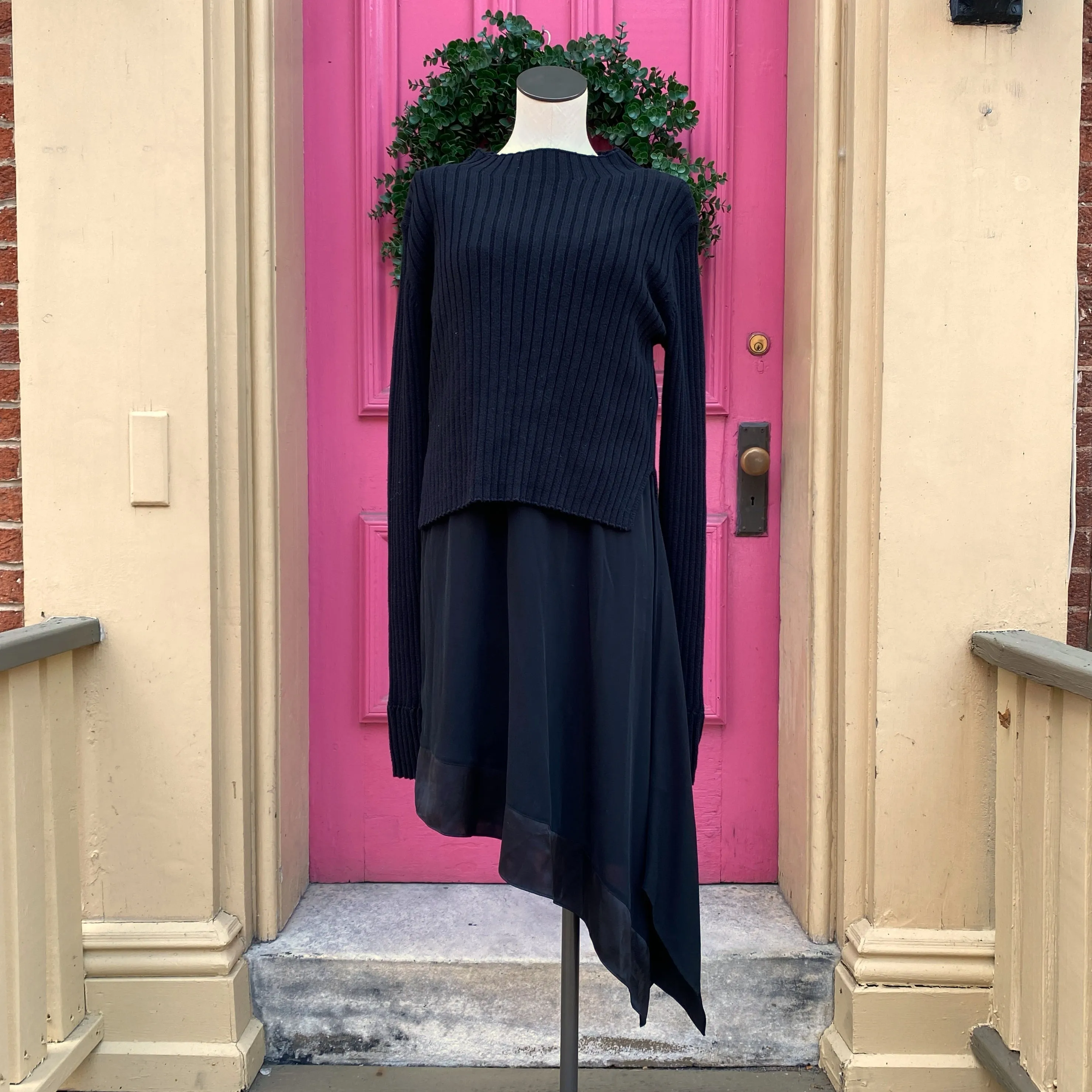 All Saints black sweater slip dress size L
