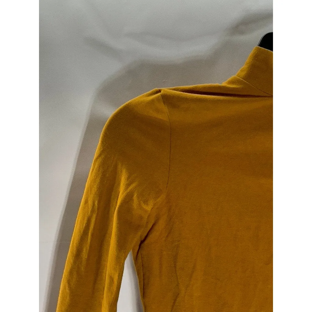 AMERICAN APPAREL Women's Camel Brown Mock-Neck Open-Back Thong Bodysuit SZ S