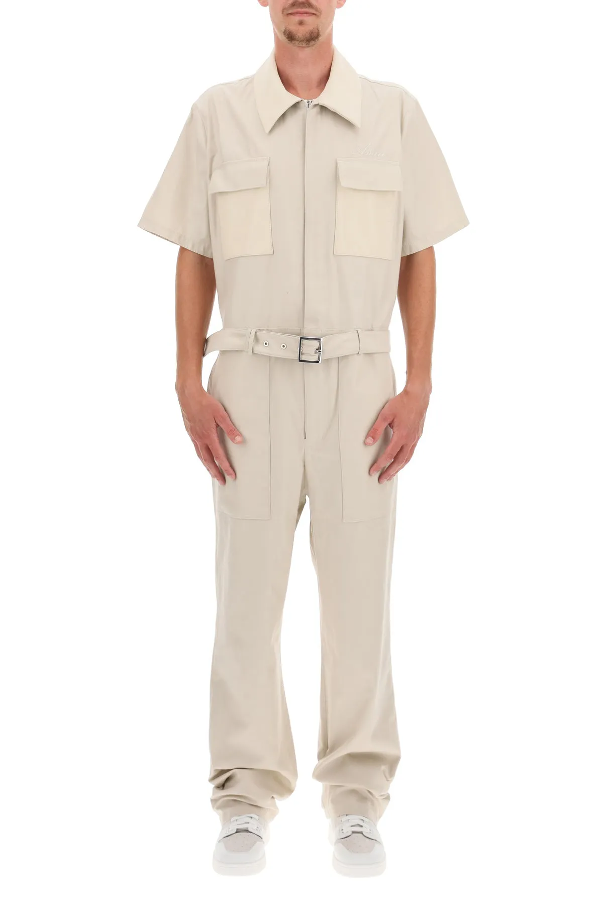 Amiri Boiler Logo Embroidered Belted Jumpsuit