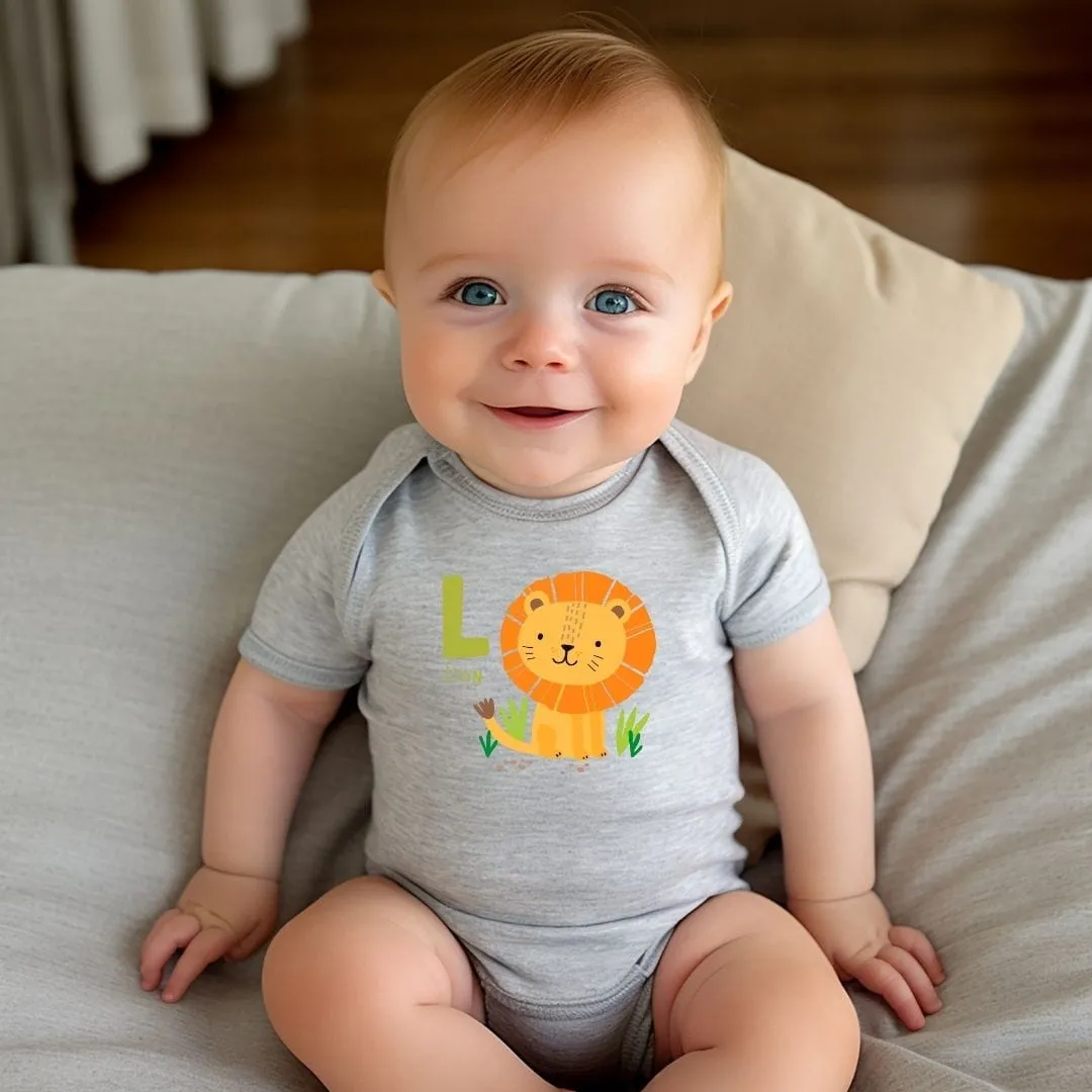 Animal Alphabet - L for Lion Baby Bodysuit - Unisex Graphic Bodysuit for Babies