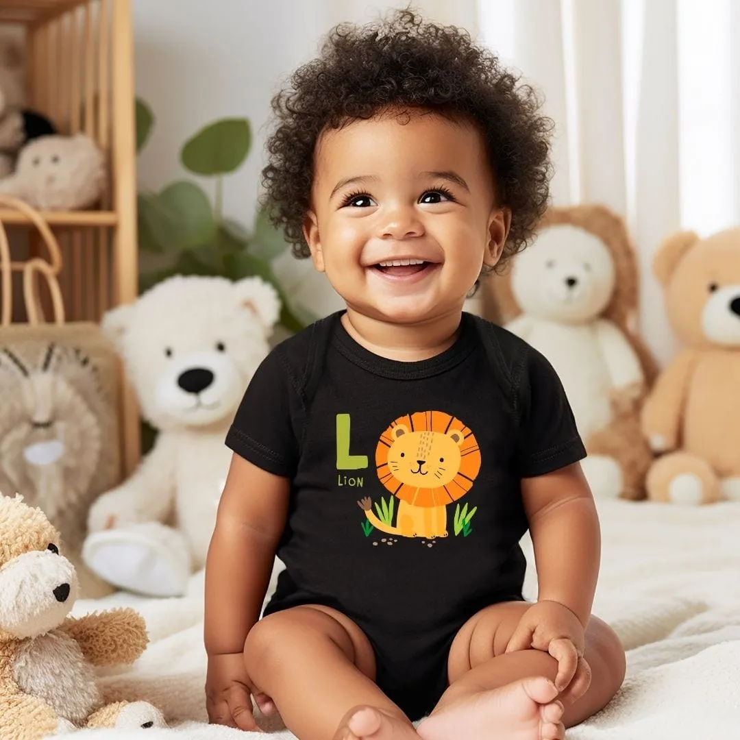 Animal Alphabet - L for Lion Baby Bodysuit - Unisex Graphic Bodysuit for Babies