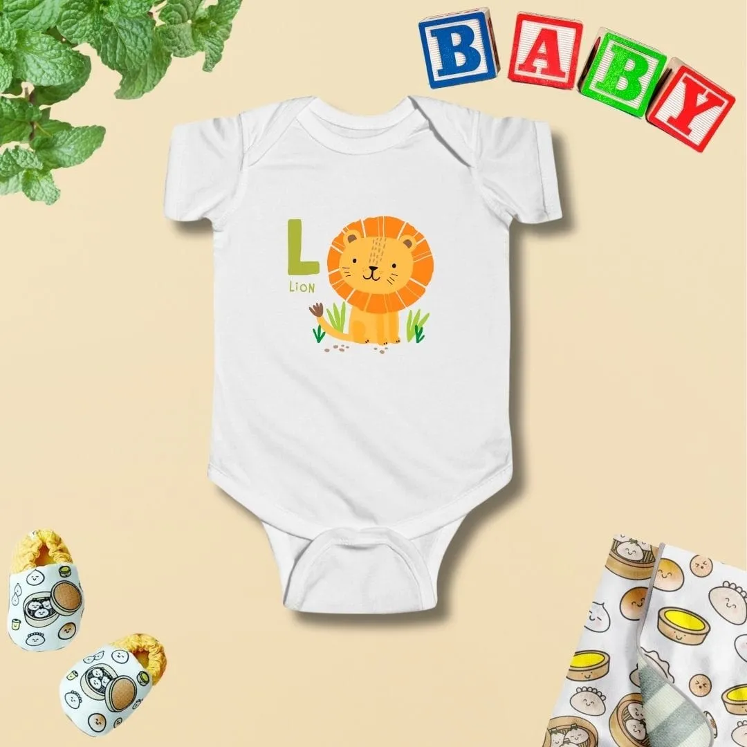 Animal Alphabet - L for Lion Baby Bodysuit - Unisex Graphic Bodysuit for Babies