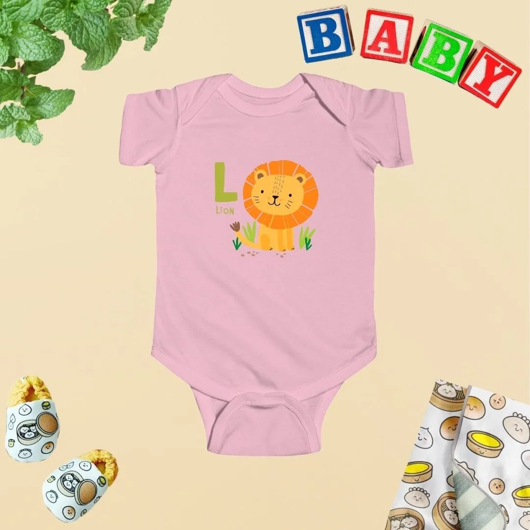 Animal Alphabet - L for Lion Baby Bodysuit - Unisex Graphic Bodysuit for Babies