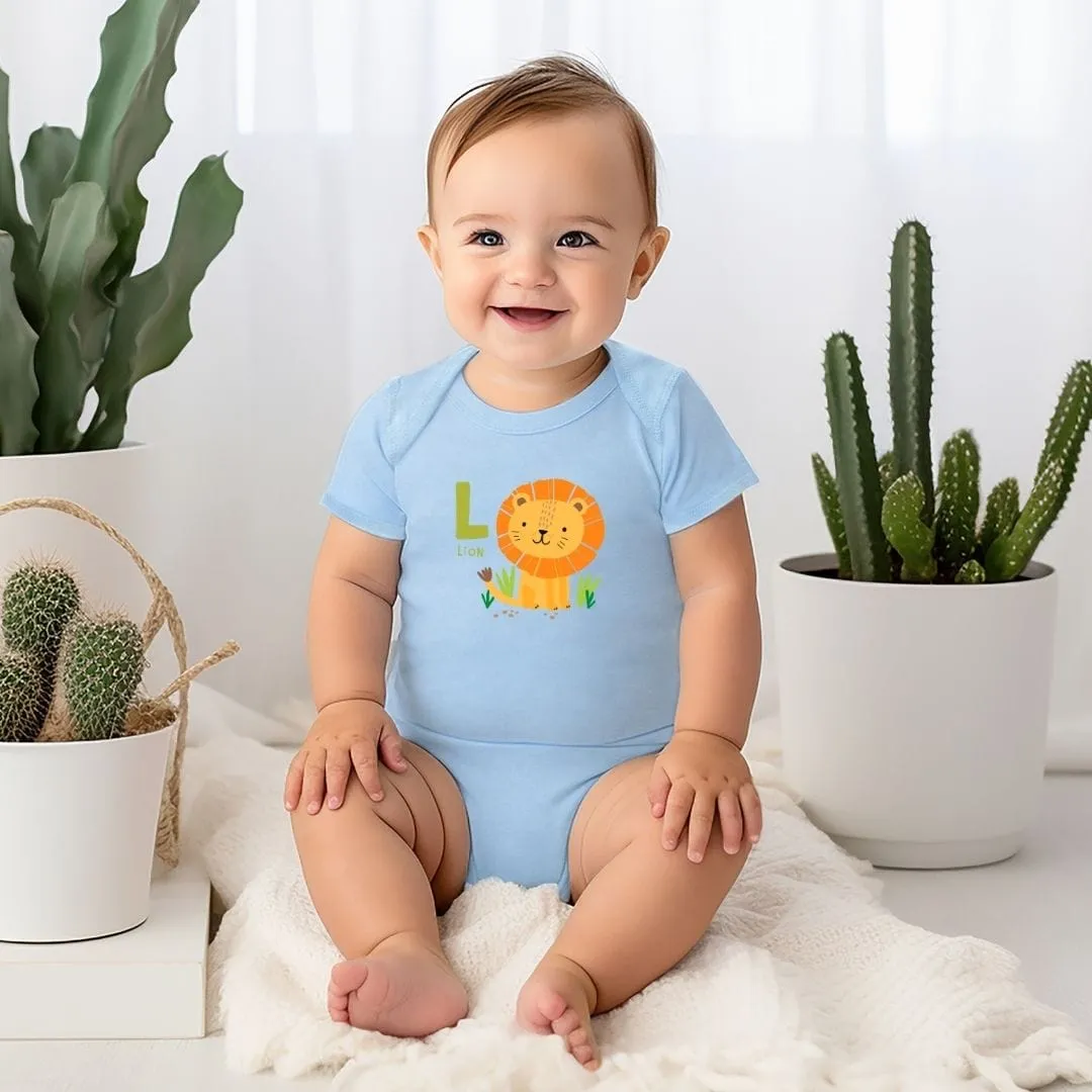Animal Alphabet - L for Lion Baby Bodysuit - Unisex Graphic Bodysuit for Babies