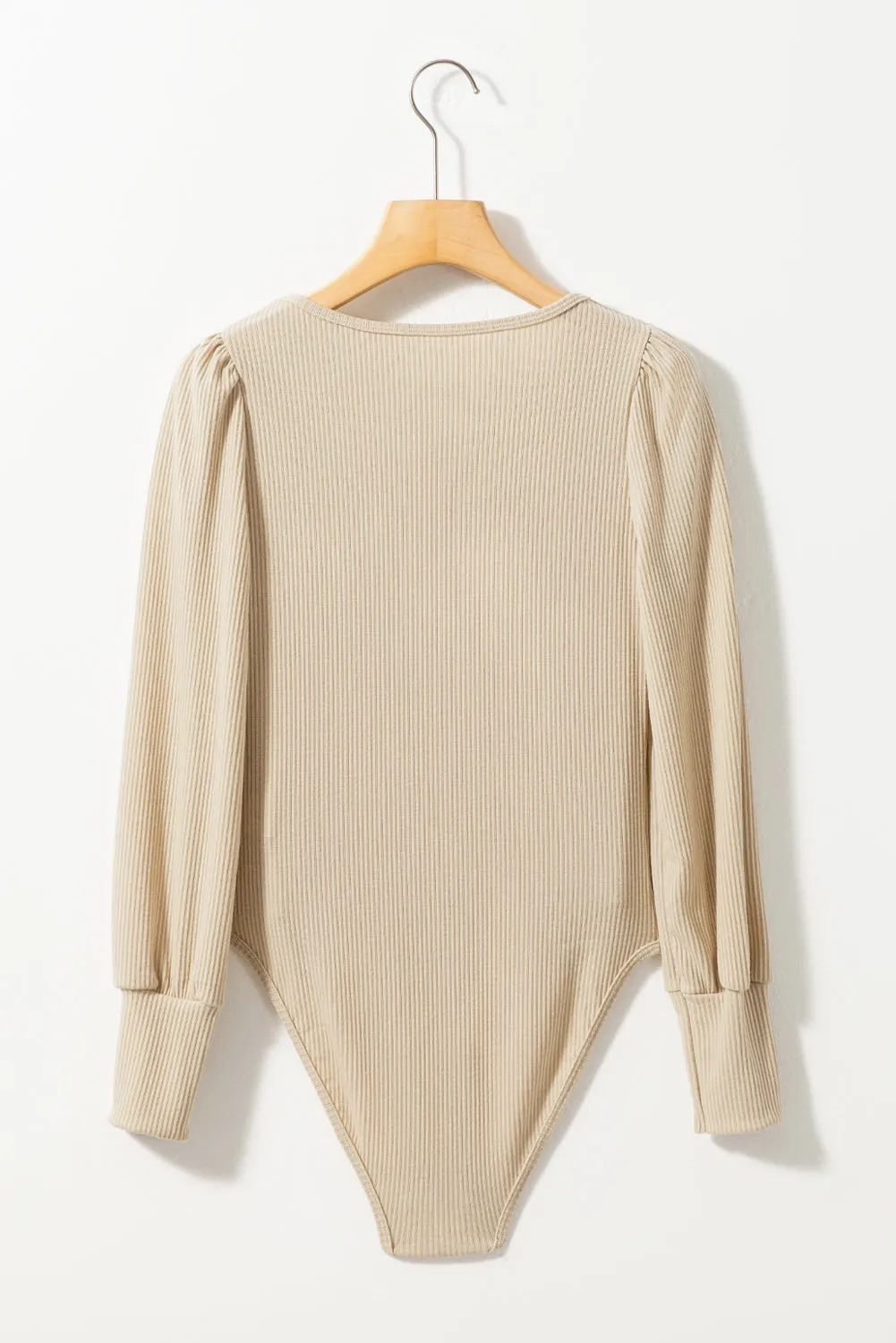 Apricot Ribbed Balloon Sleeve Bodysuit