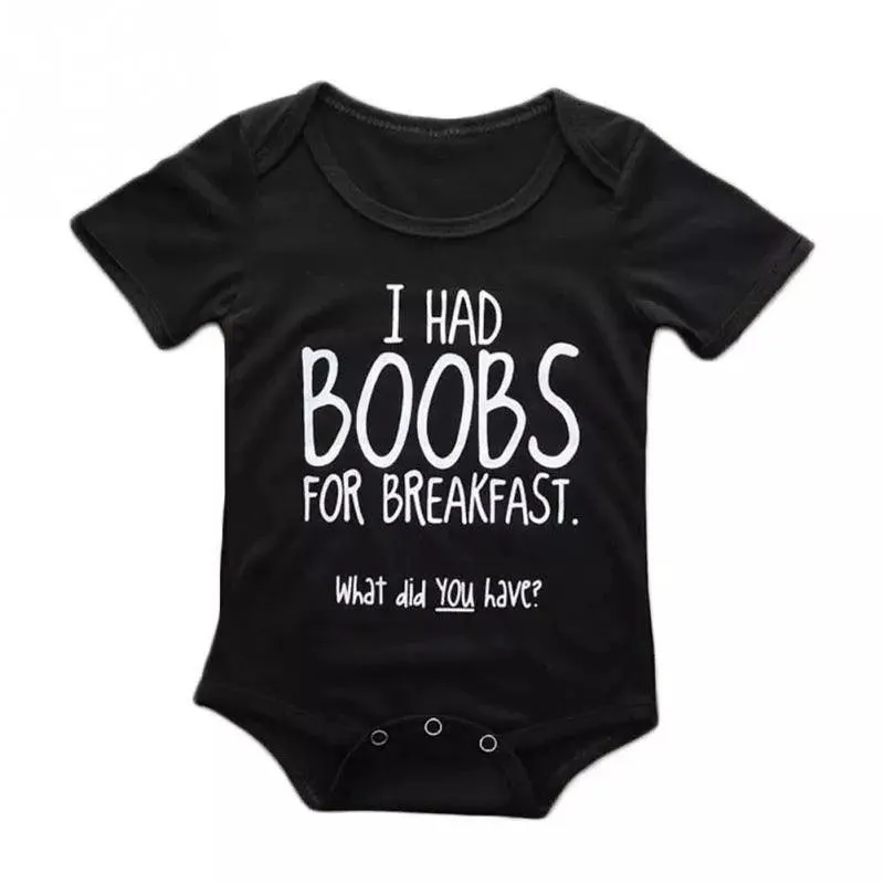 Baby Unisex I Had Boobs For Breakfast Jumpsuit