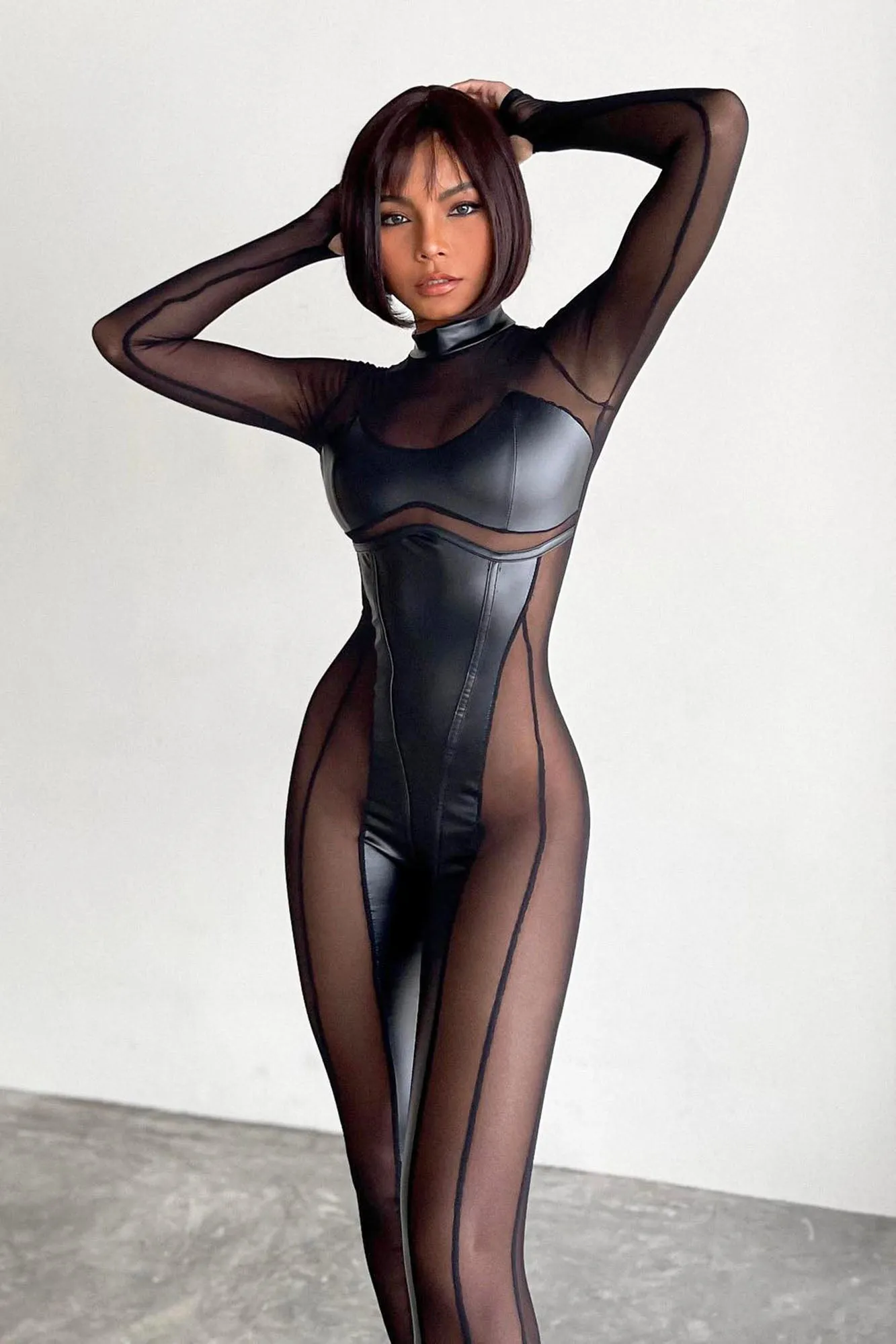 Bad Girl Vibes Mesh Jumpsuit - Black
