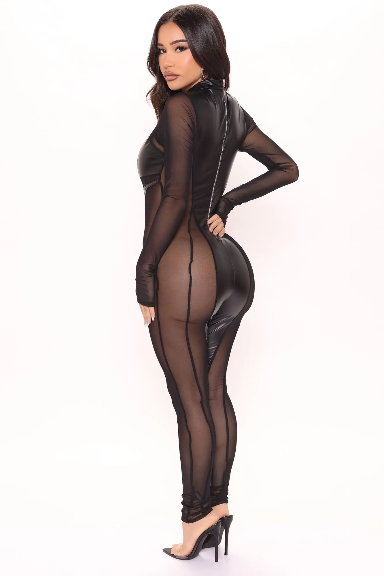 Bad Girl Vibes Mesh Jumpsuit - Black