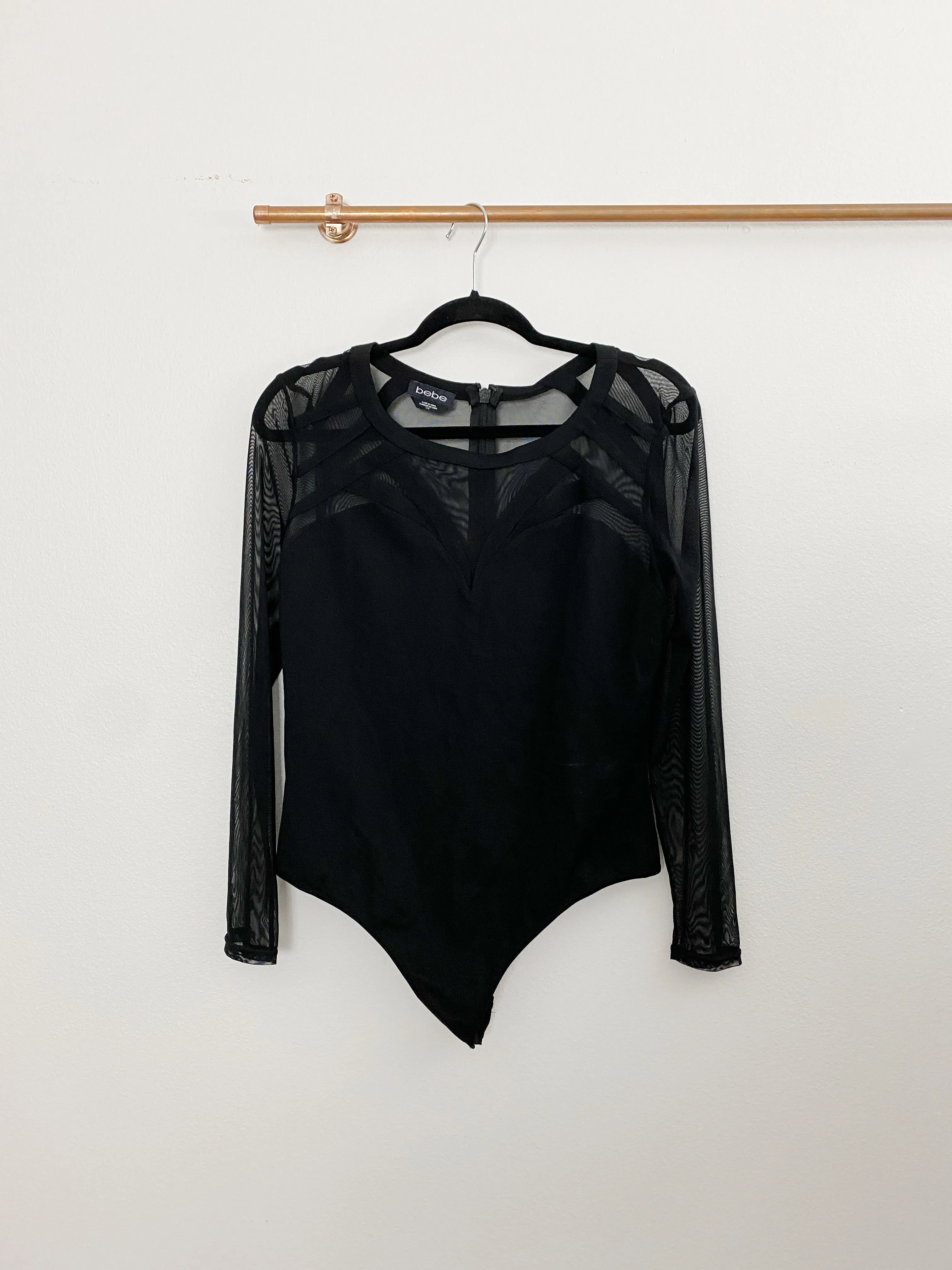 BEBE Mesh Tulle Bodysuit size Large