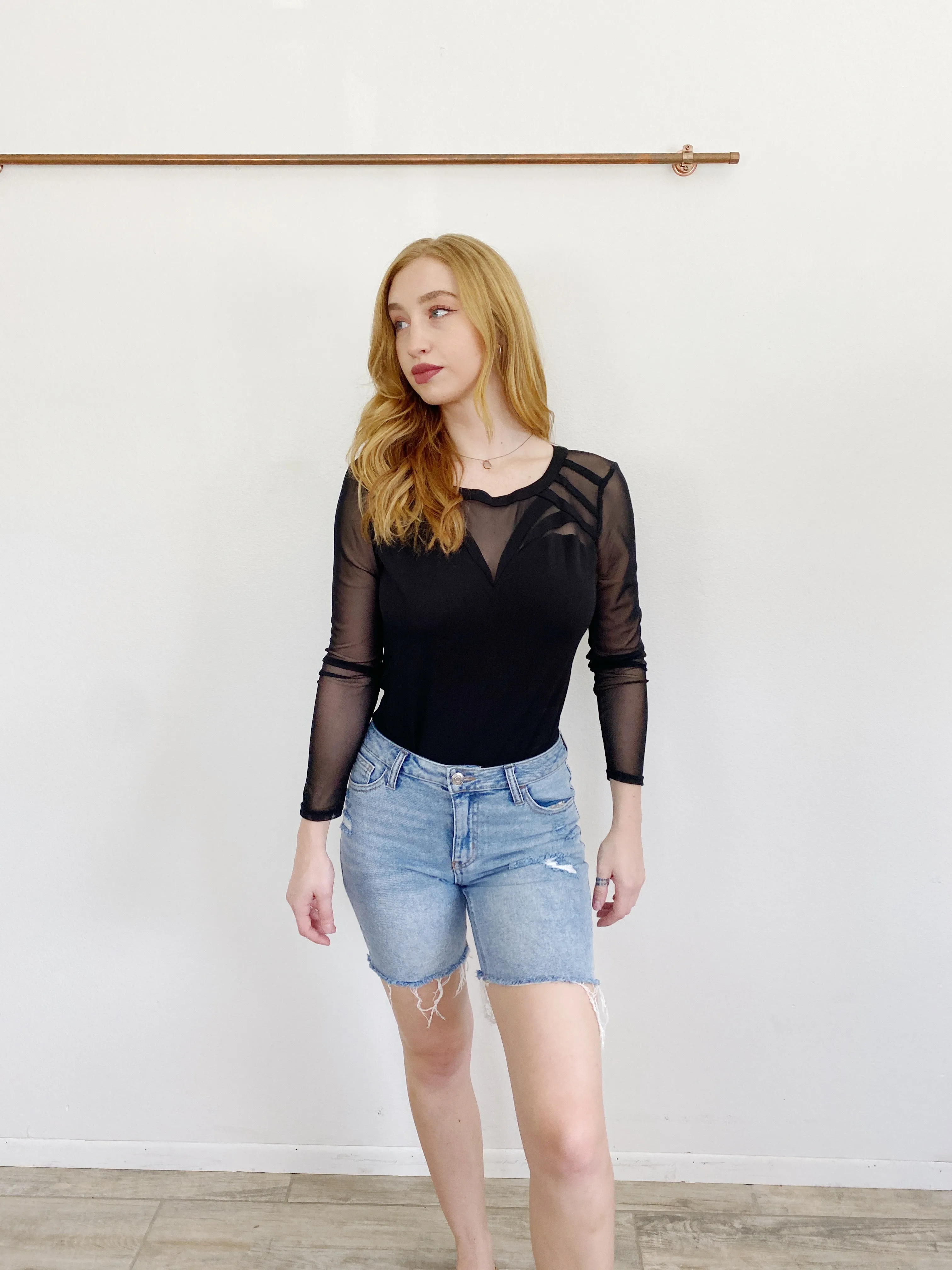 BEBE Mesh Tulle Bodysuit size Large