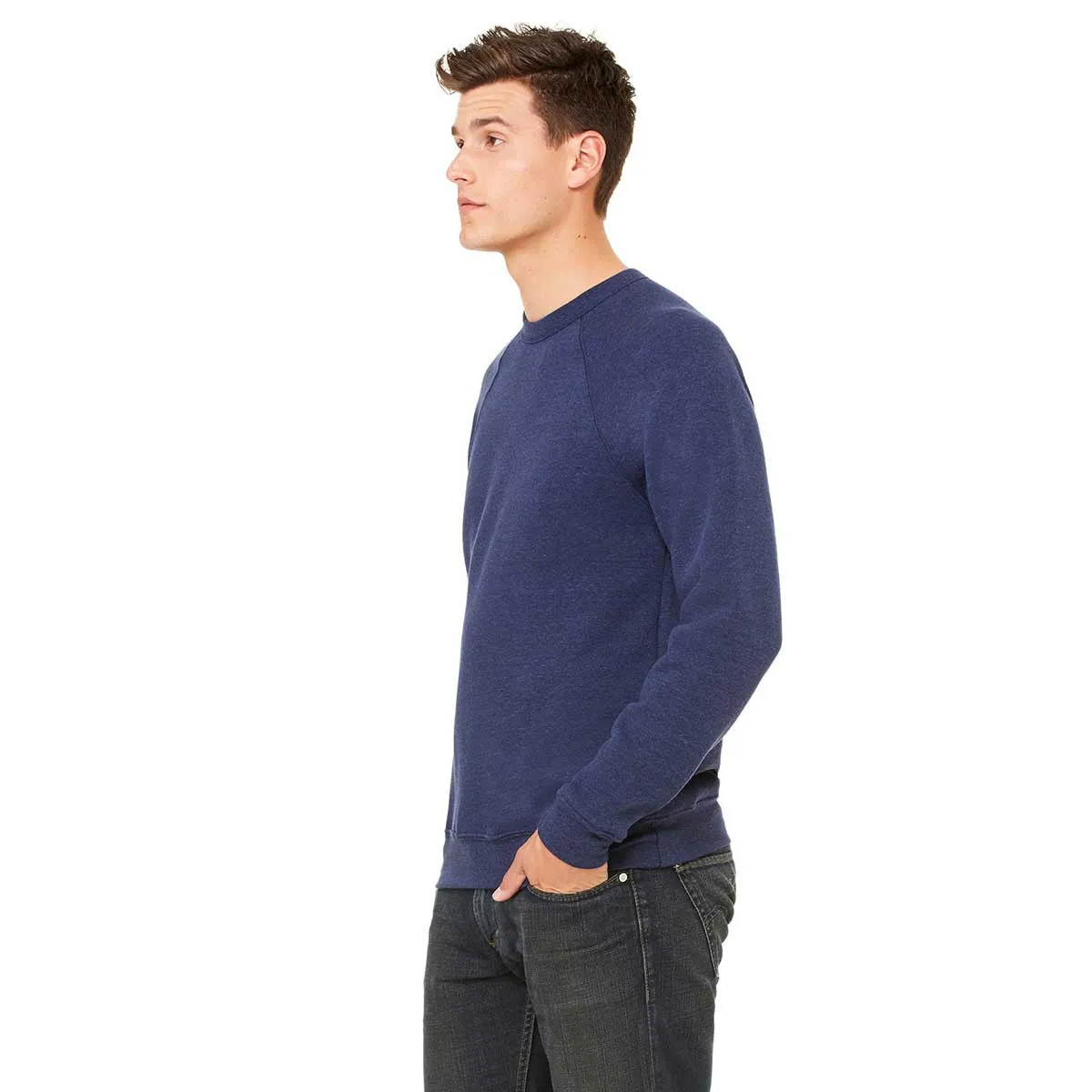 Bella   Canvas Unisex Navy Triblend Sponge Fleece Crew Neck Sweatshirt