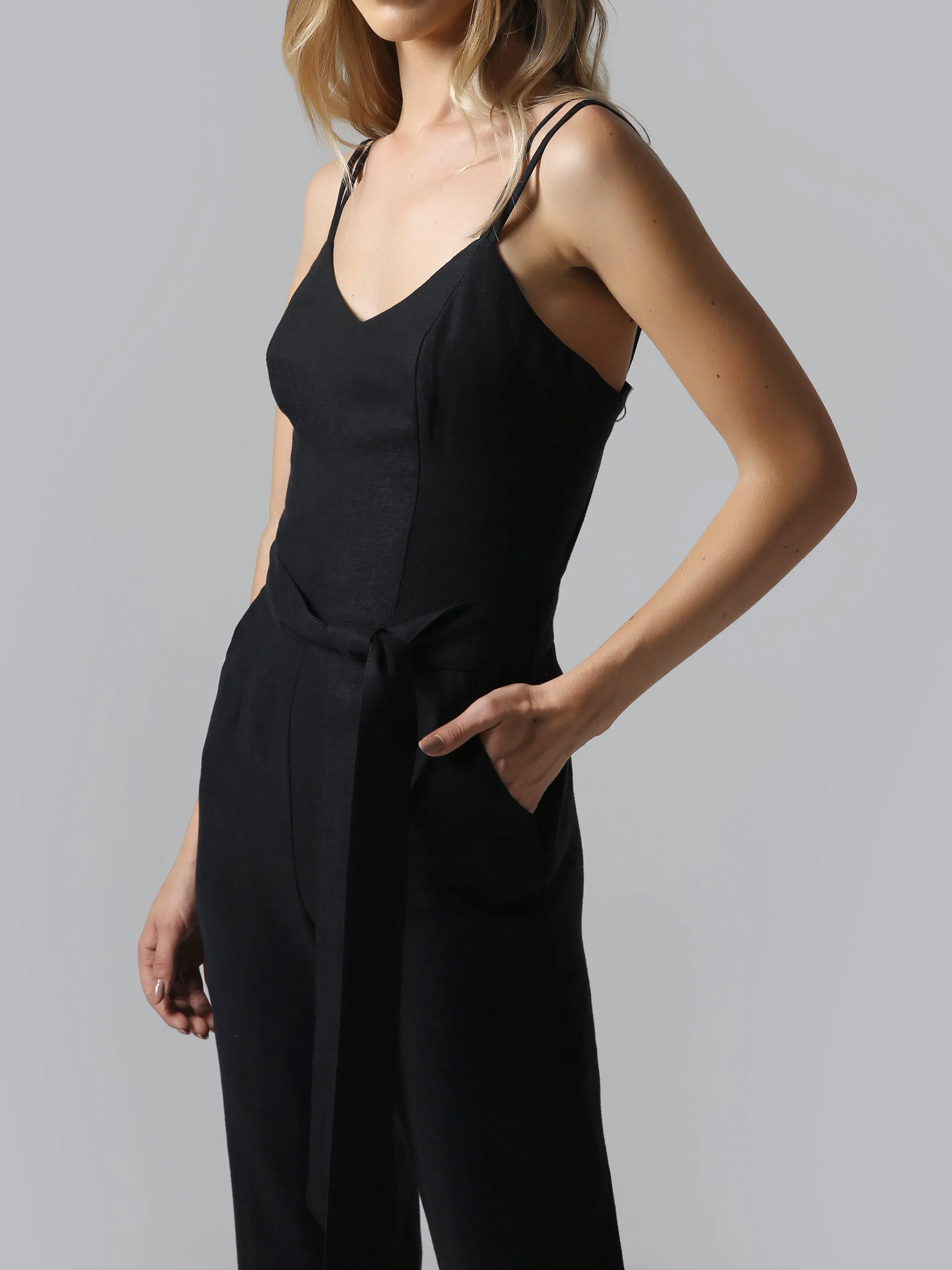 Belted Black Jumpsuit