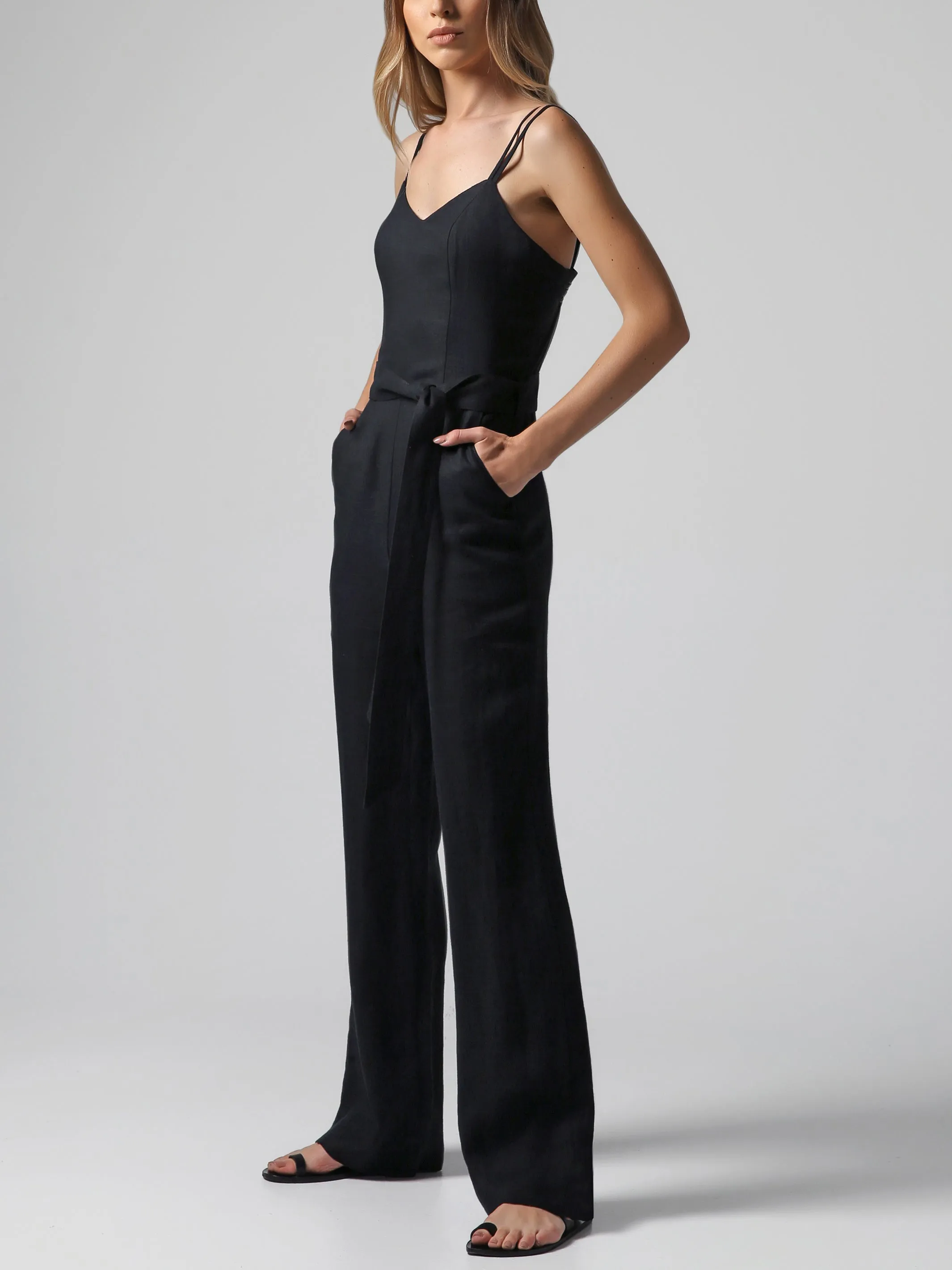 Belted Black Jumpsuit