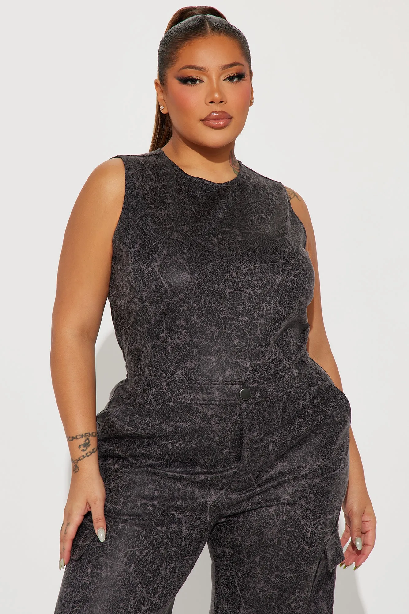 Beyond Fashion Jumpsuit  - Charcoal/combo