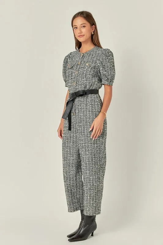 Black and White Tweed Jumpsuit