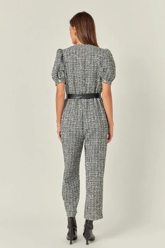 Black and White Tweed Jumpsuit
