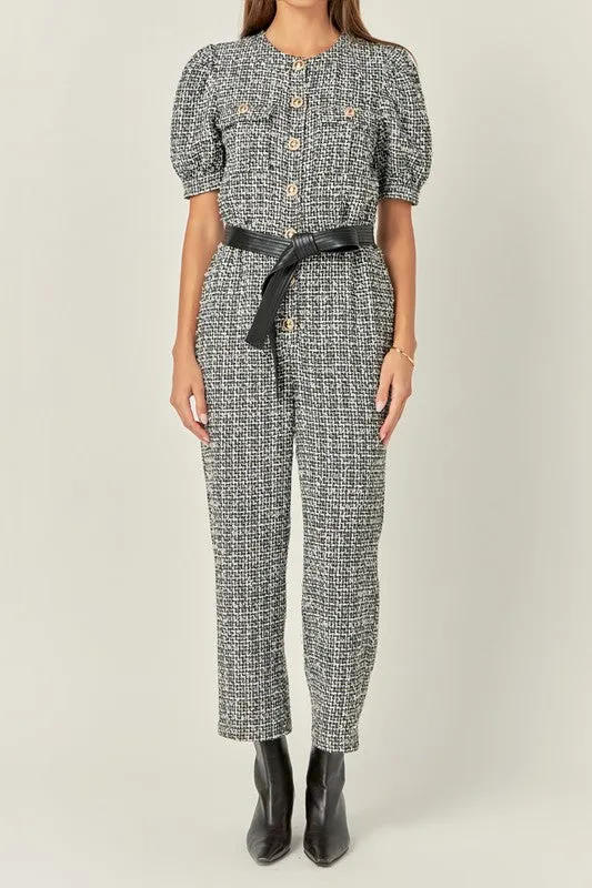 Black and White Tweed Jumpsuit