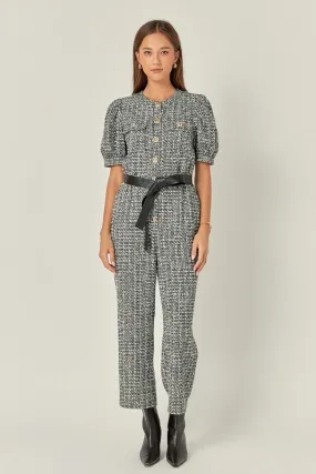 Black and White Tweed Jumpsuit