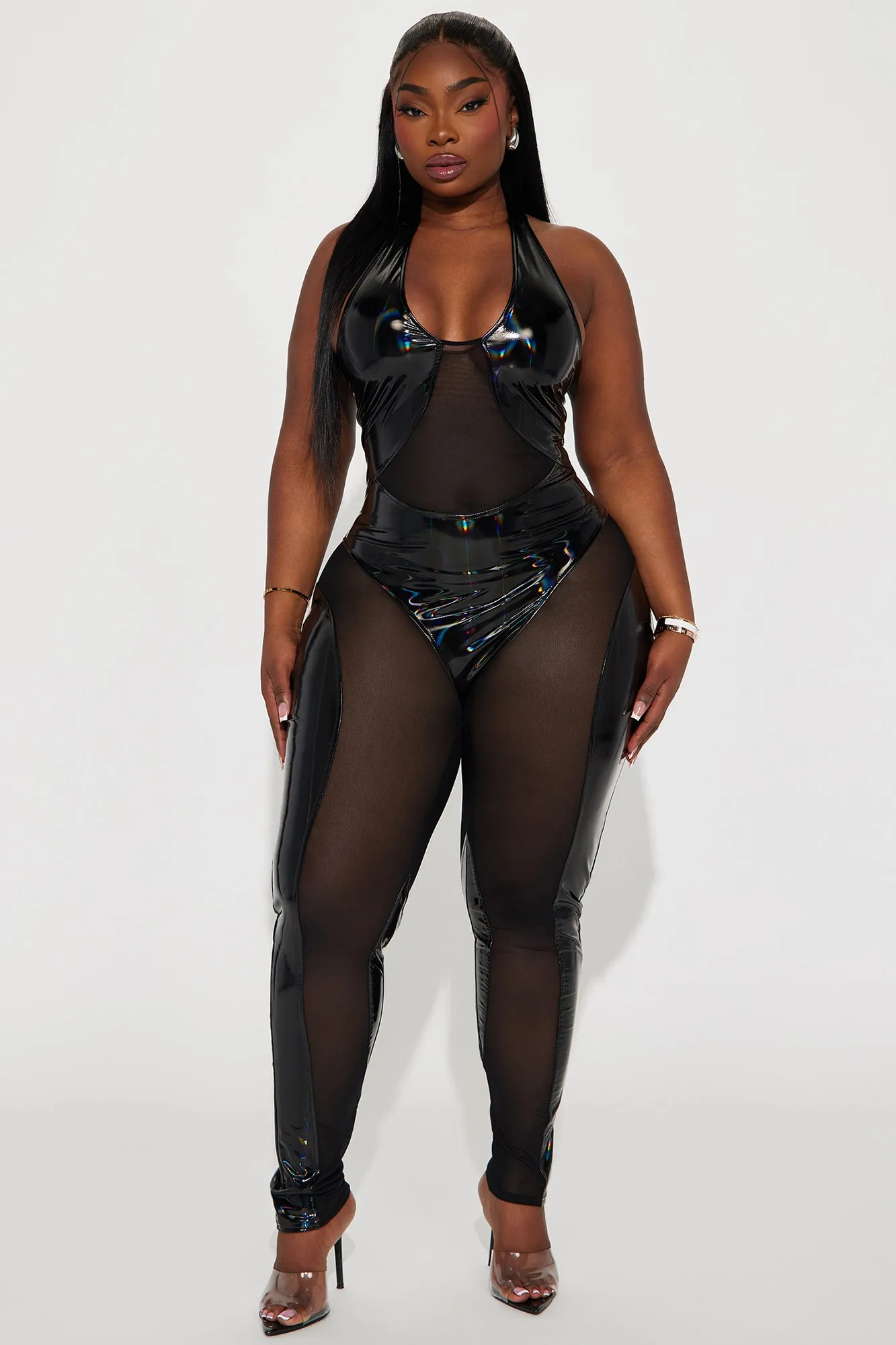 Blinded By The Sky Holographic Jumpsuit - Black