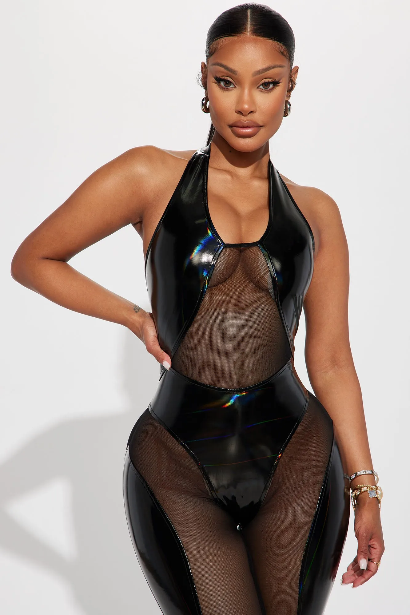 Blinded By The Sky Holographic Jumpsuit - Black