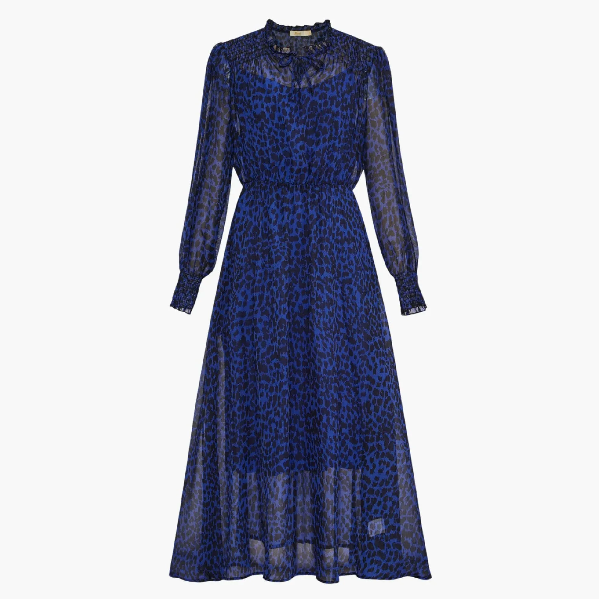 Blue Animal Print Chiffon Dress