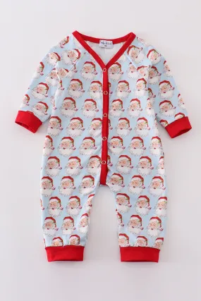 Blue Christmas Santa Claus Boy Romper
