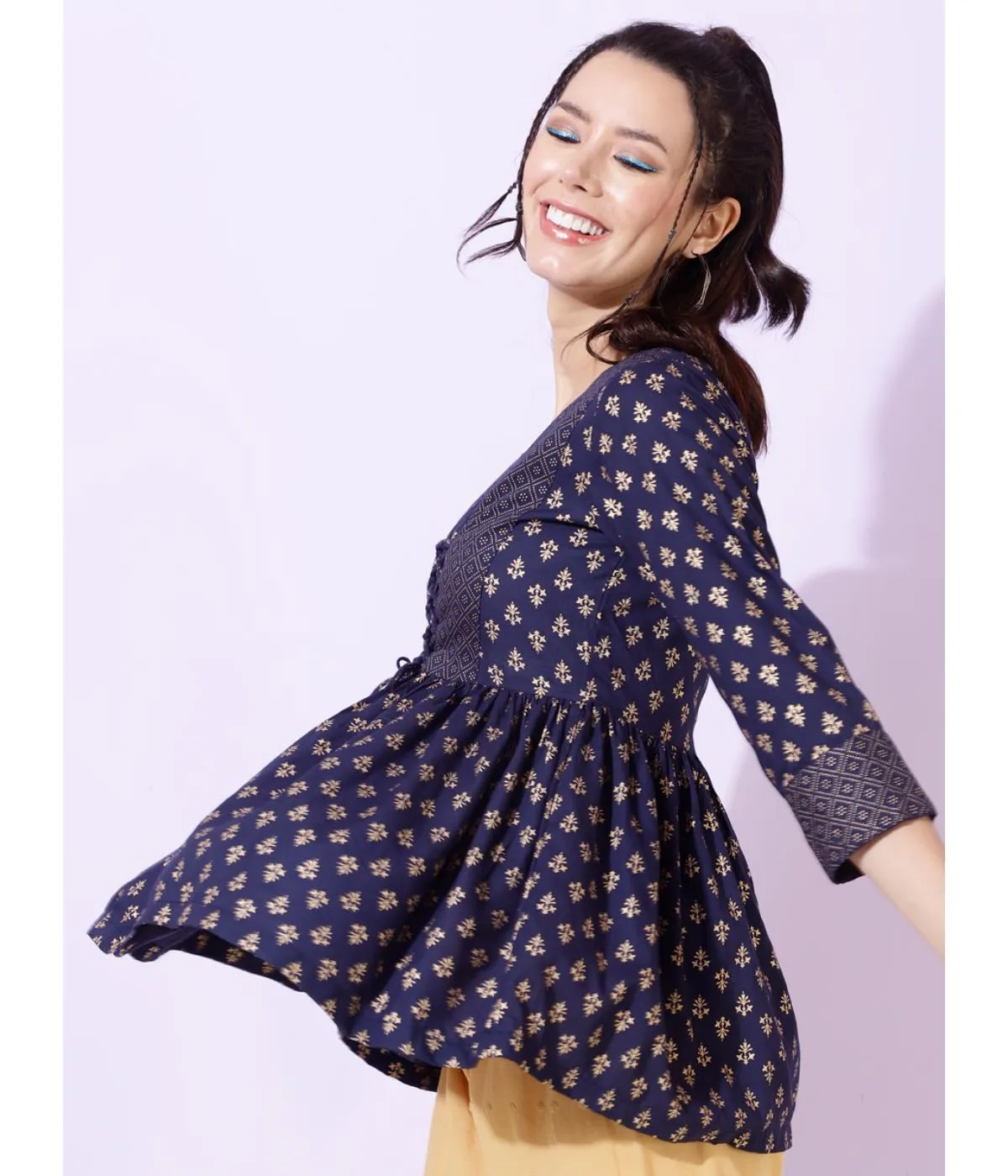 Blue Printed tunic Top