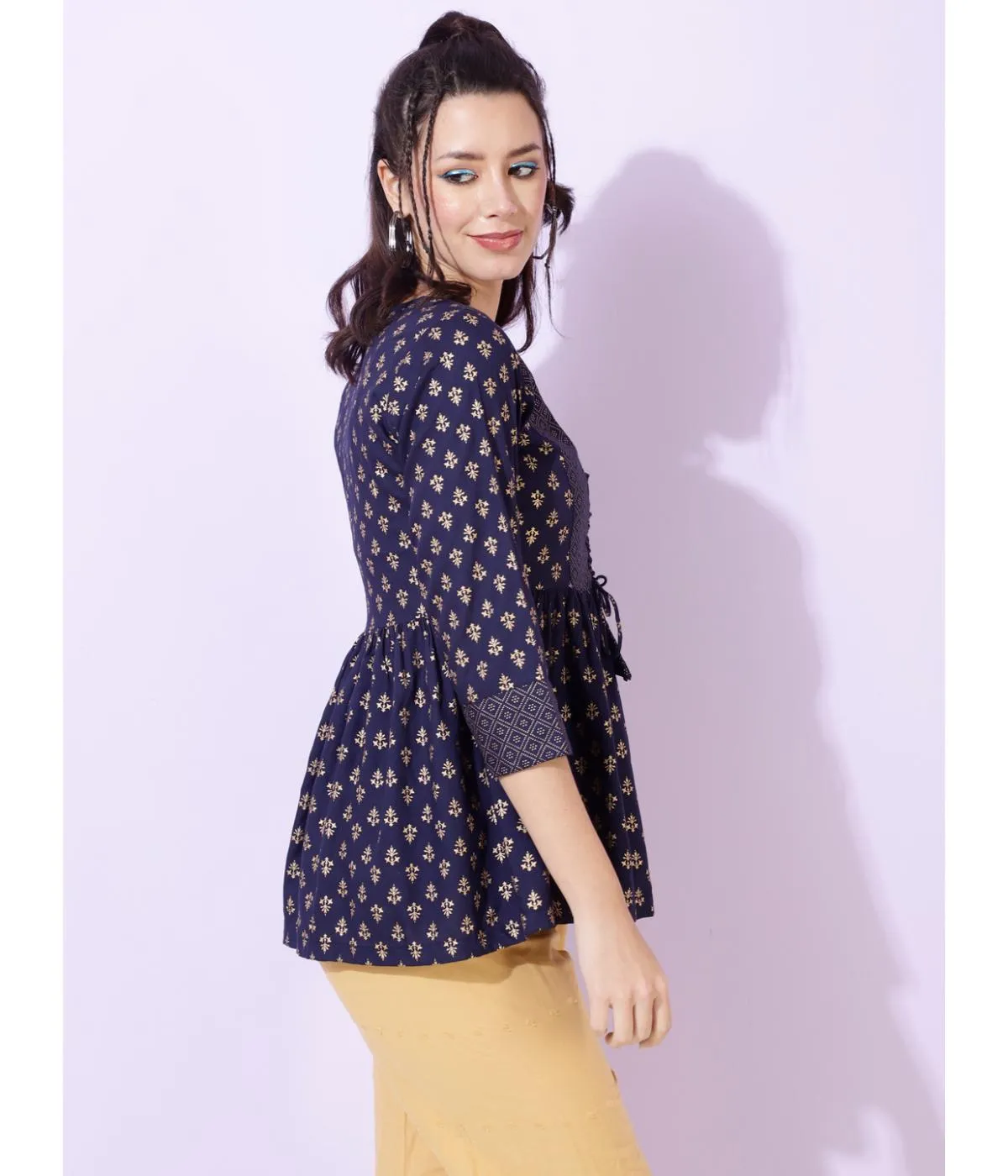 Blue Printed tunic Top