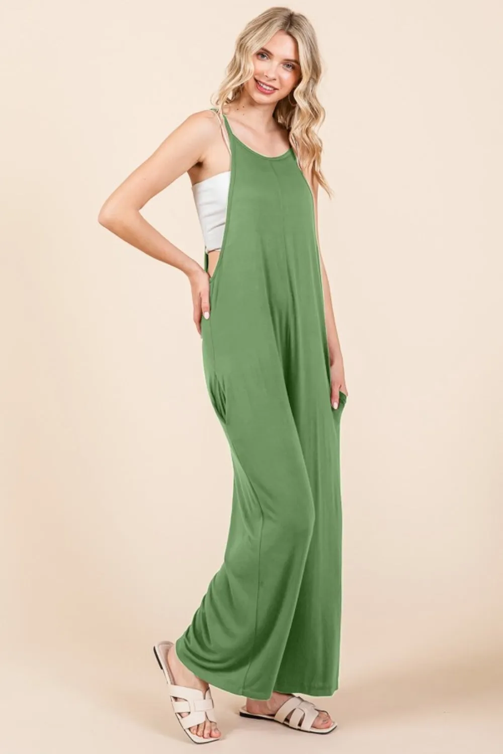 Blue Zone Planet |  Culture Code Full Size Sleeveless Wide Leg Jumpsuit with Pockets