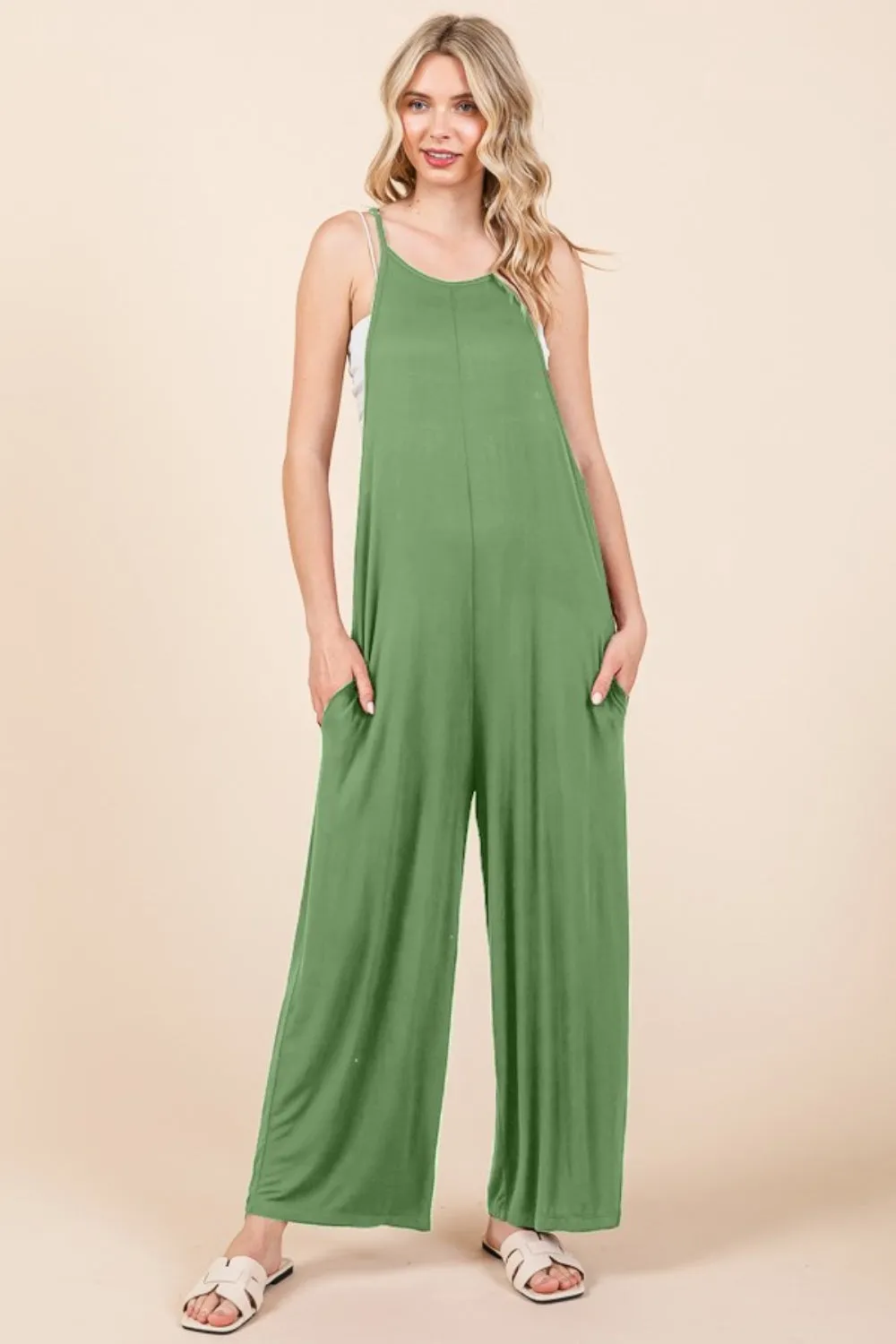 Blue Zone Planet |  Culture Code Full Size Sleeveless Wide Leg Jumpsuit with Pockets