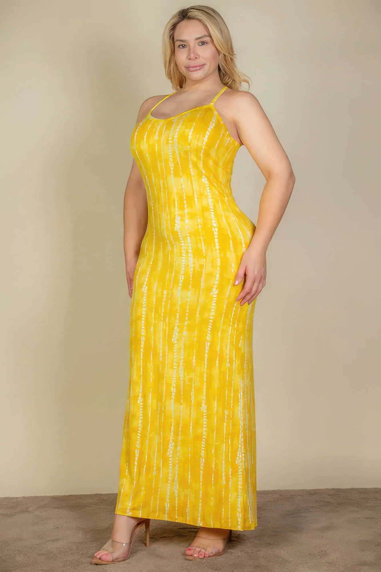 Blue Zone Planet |  Plus Size Tie Dye Printed Cami Bodycon Maxi Dress