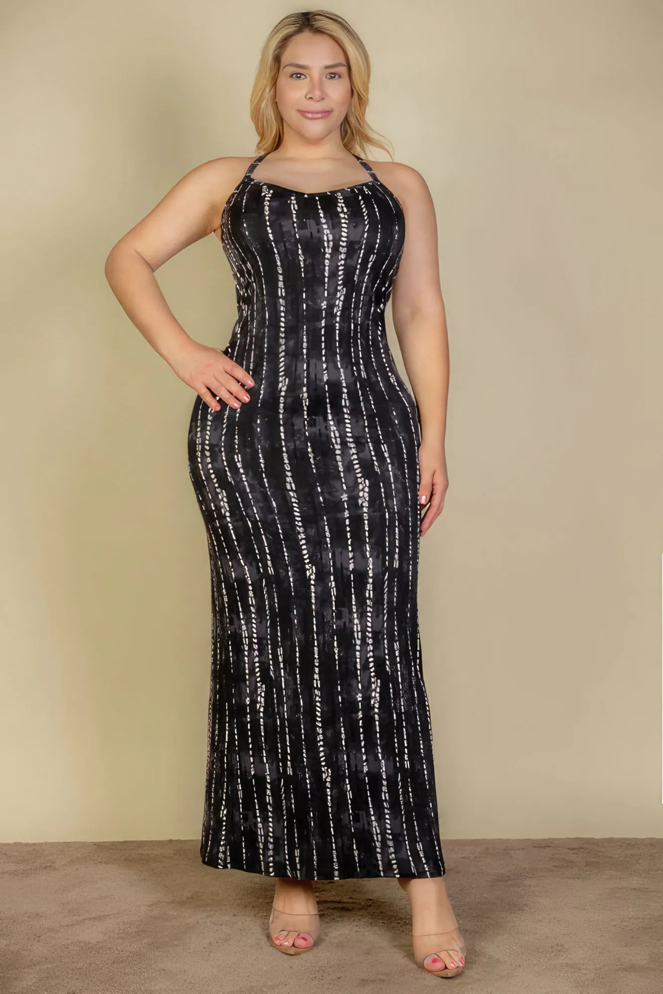 Blue Zone Planet |  Plus Size Tie Dye Printed Cami Bodycon Maxi Dress