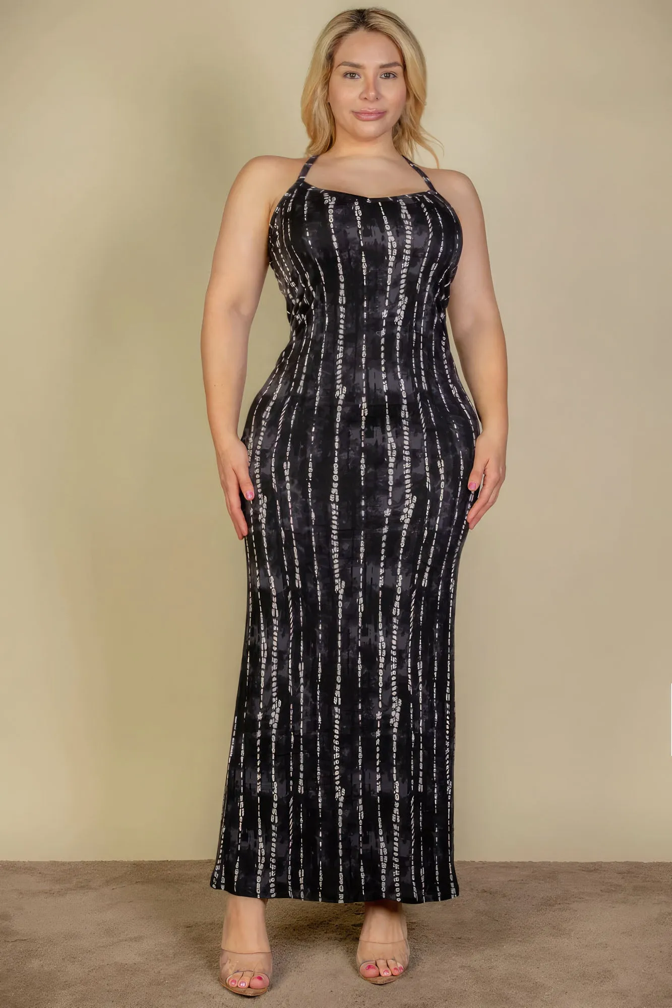Blue Zone Planet |  Plus Size Tie Dye Printed Cami Bodycon Maxi Dress